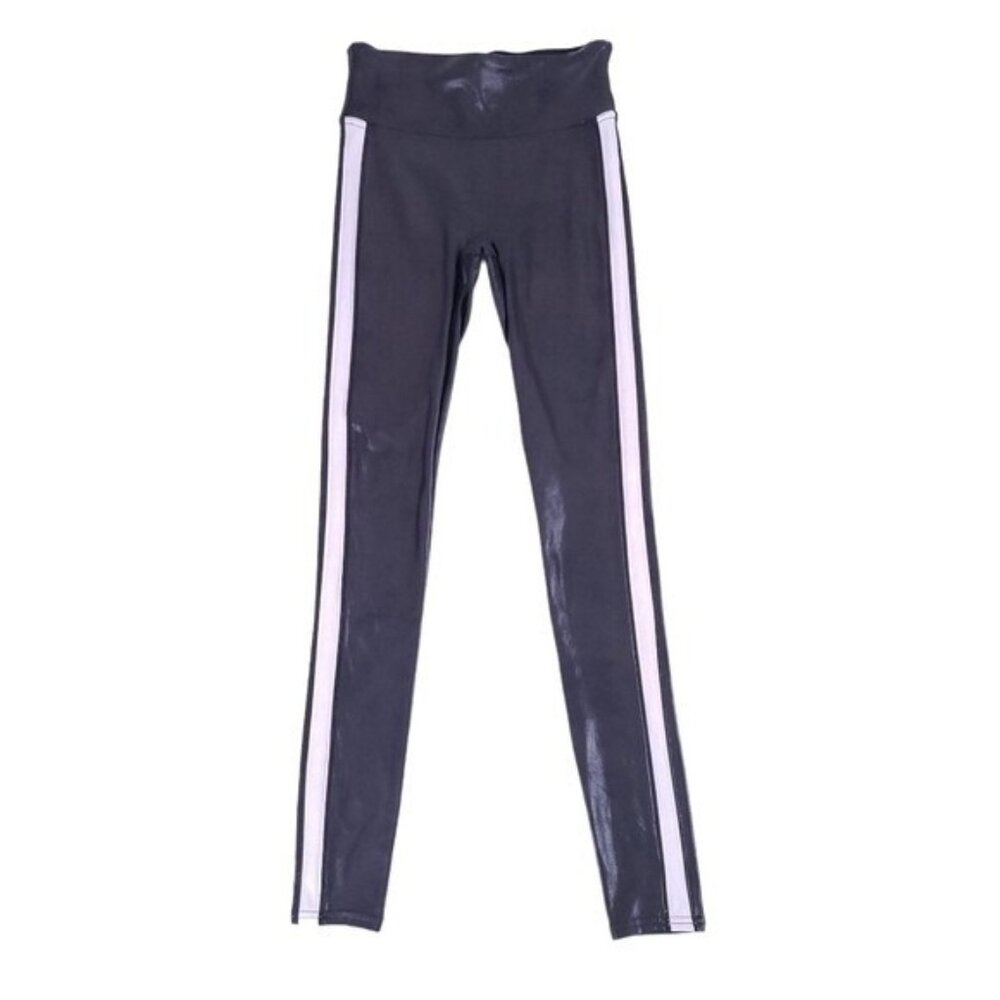 SPANX Black Tuxedo Side Stripe Moto Liquid Legging Pants Size L